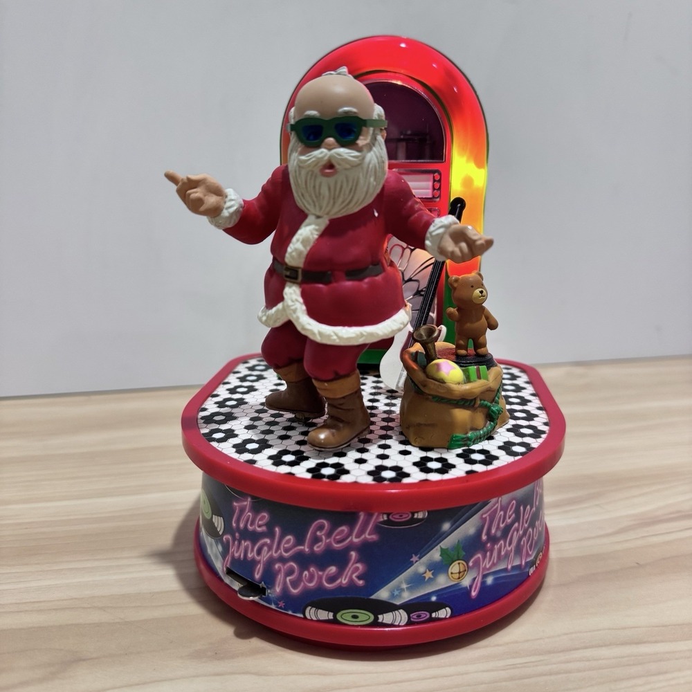 VTG Enesco Animated Lighted Music Figure The Jingle Bell Rock 1988 Dancing Santa